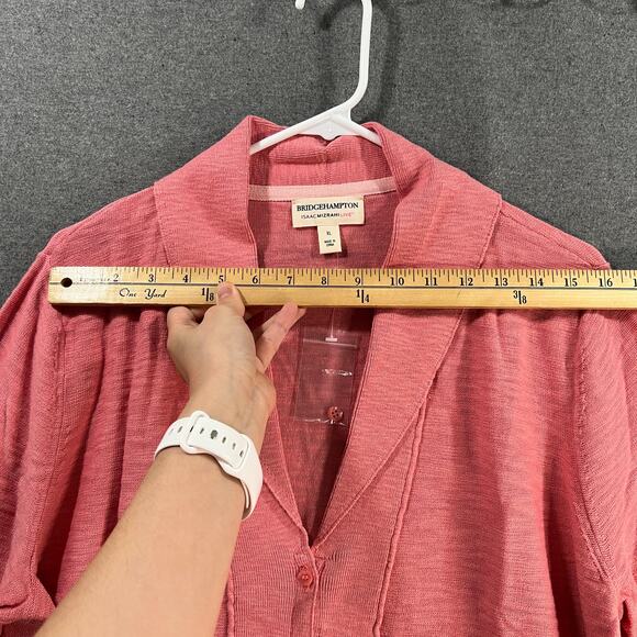 Isaac Mizrahi Live! Bridgehampton Button Front Sweat Lychee Pink, X-Large - Picture 6 of 10